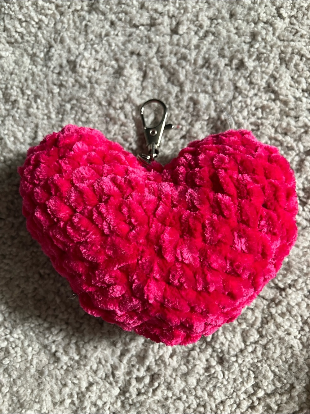Crochet Heart Keychain Hot Pink 🩷